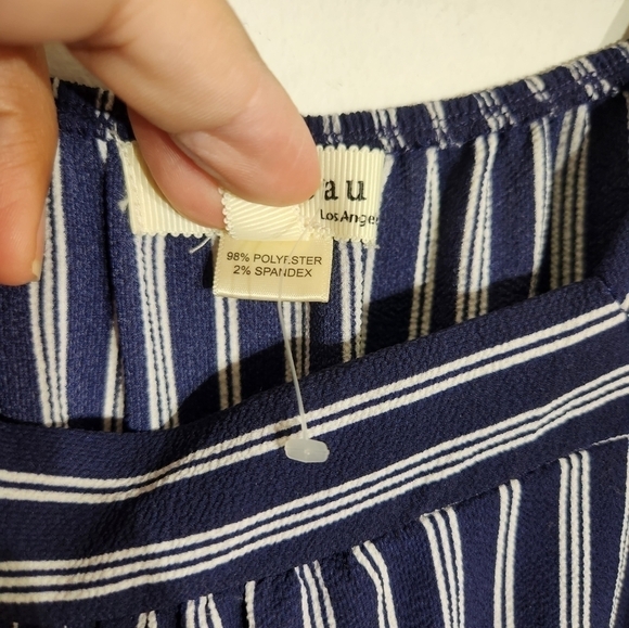 Monteau Blue Striped Romper Womens Large - Picture 6 of 13